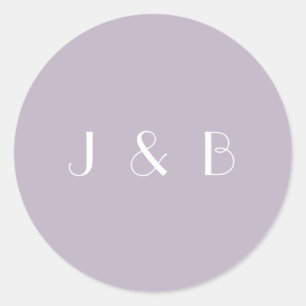  Art Deco Dusty Lila Eenvoudige Monogrammen Ronde Sticker