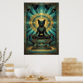 Art Deco Egyptische Piramide Kat Wandschildering Poster (Keuken)