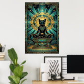 Art Deco Egyptische Piramide Kat Wandschildering Poster (Thuiskantoor)