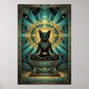 Art Deco Egyptische Piramide Kat Wandschildering Poster