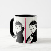 Art Deco Elegance:  vrouw met cocktail Mok (Voorkant links)