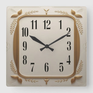 Art Deco Elegant Goud Vierkante Klok