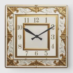 Art Deco Elegant Goud Vierkante Klok