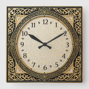 Art Deco Elegant Goud Vierkante Klok