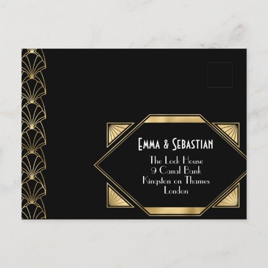 Art Déco élégant Grand Gatsby RSVP Invitation Post (Dos)