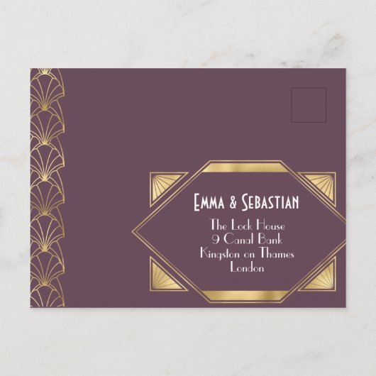 Art Déco élégant Grand Gatsby RSVP Invitation Post (Dos)