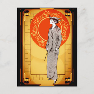  Art Deco Elegant Lady Briefkaart