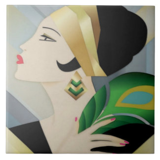 Art Deco Elegant Lady Decorative Wall Tegel Tegeltje