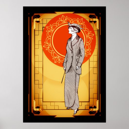  Art Deco Elegant Lady Poster (Voorkant)