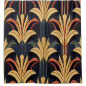 Art Deco Elegant Rood Goud Zwart Douchegordijn (Voorkant)
