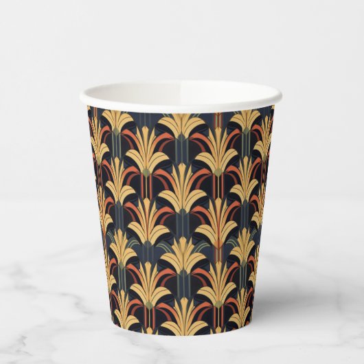 Art Deco Elegant Rood Goud Zwart Papieren Bekers (Links)