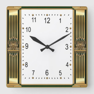 Art Deco Elegant Vierkante Klok