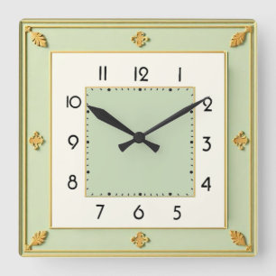 Art Deco Elegant Vierkante Klok