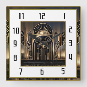 Art Deco Elegant Vierkante Klok