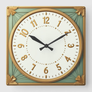 Art Deco Elegant Vierkante Klok