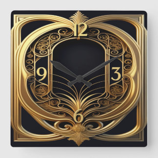Art Deco Elegant Vierkante Klok