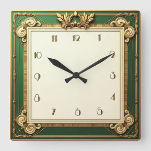 Art Deco Elegant Vierkante Klok