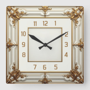 Art Deco Elegant Wit Vierkante Klok