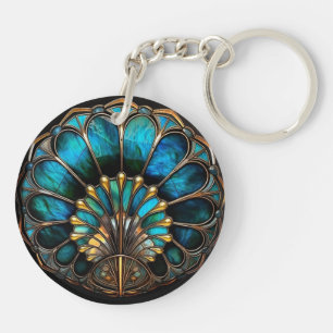 Art Deco  Elegant Zwart Turquoise Goud Sleutelhanger