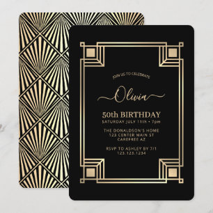 Art Deco Elegante 50e Verjaardag Kaart