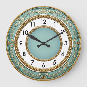 Art deco Elegante Mint Ronde Grote Klok