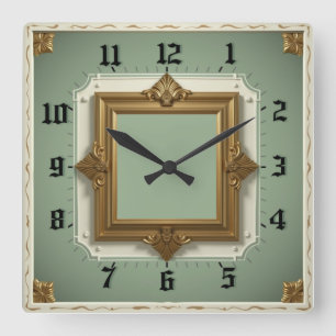 Art Deco Elegante Mint Vierkante Klok