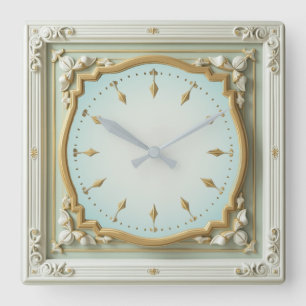 Art Deco Elegante Mint Vierkante Klok