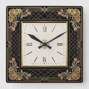 Art Deco Elegante Roos Vierkante Klok