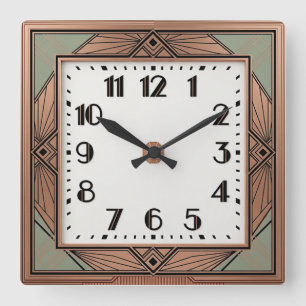 Art Deco Elegante Roze Vierkante Klok