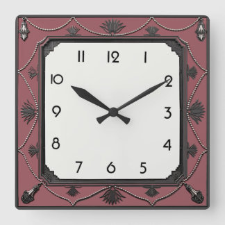 Art Deco Elegante Roze Vierkante Klok