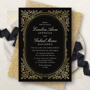 Art Deco Elegante Trouwuitnodiging Folie Uitnodiging