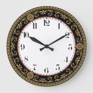 Art Deco Elegante Zwart en Goud Grote Klok