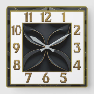 Art Deco Elegante Zwart Vierkante Klok