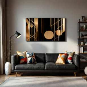 Art Deco Elegantie Gouden Lijnen Canvas Afdruk