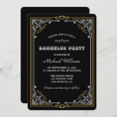 Art Deco Elegantie Zwart Goud Bachelorfeest Kaart (Voorkant / Achterkant)