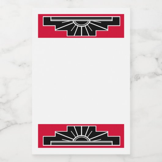 Art deco element in red & black food label voedselcontainer etiket (Enkel label)