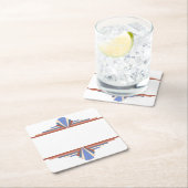 Art deco elementen in roos goud & blauw 10d vierkante kartonnen onderzetter (Insitu)