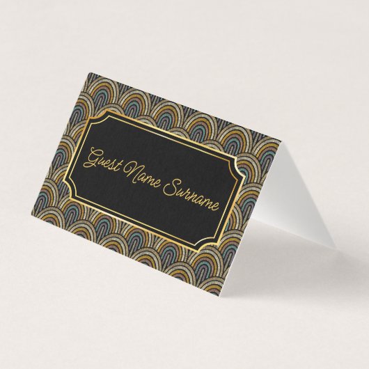Art Deco Embroidered-Style Folded Table Name Card (Back)