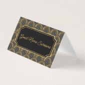 Art Deco Embroidered-Style Folded Table Name Card Kaart (Voorkant)