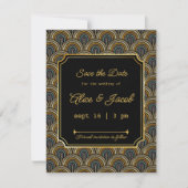 Art Deco Embroidered-Style Save the Date Wedding Kaart (Voorkant)