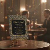 Art Deco Embroidered-Style Wedding Invitation Kaart