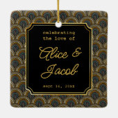 Art Deco Embroidered-Style Wedding Square Keramisch Ornament (Achterkant)