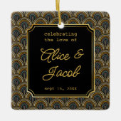 Art Deco Embroidered-Style Wedding Square Keramisch Ornament (Voorkant)