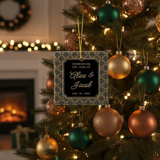 Art Deco Embroidered-Style Wedding Square Keramisch Ornament