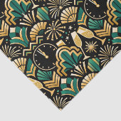 Art Deco Emerald Midnight New Year Pattern Tissuepapier (Detail)