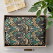 Art Deco Emerald Midnight New Year Pattern Tissuepapier (Geschenk)