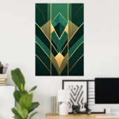 Art Déco Émeraude Vert et Géométrique Doré (Bureau à domicile)