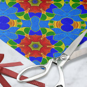 Art Deco Enamel Red Flower on Blue Cloisonne Style Tissuepapier