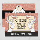 Art Deco Engagement Party Douche Uitnodigingen HZ (Voorkant / Achterkant)