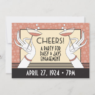 Art Déco Engagement Party Showbacks Invitations HZ